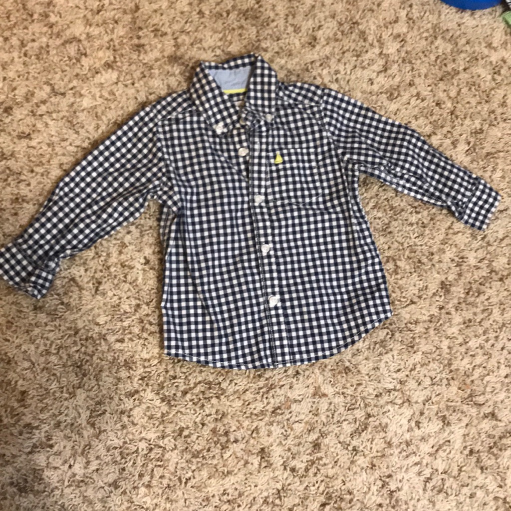 Carters Navy Checkered Button Down